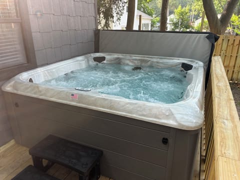 Enjoy our new hot tub. 