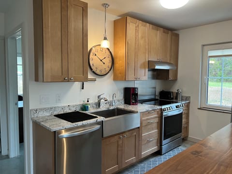 Kitchen: dishwasher, second faucet is for filtered water, and induction range