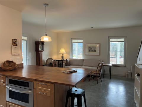 View of the living area from the kitchen