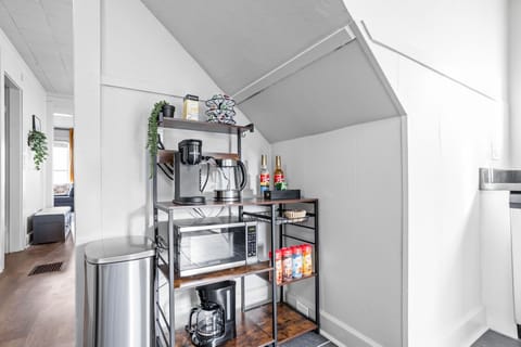 Wake up or relax with an assortment of coffee, tea and condiments.