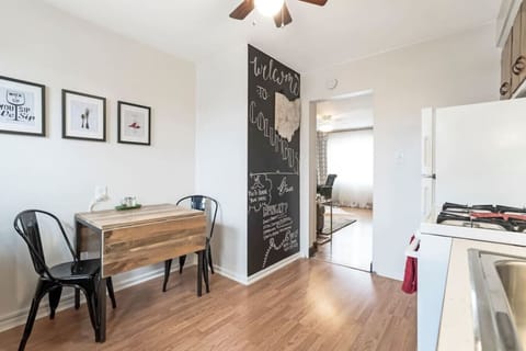 Lots of light fills this second floor apartment.