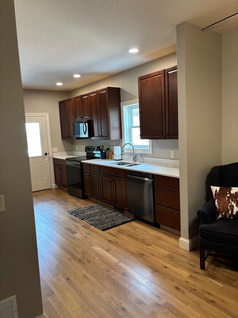 Furnished kitchen with brand new appliances