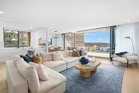 Stunning living space with expansive harbour views