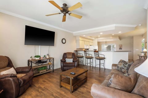 Curl up in the inviting living room & enjoy a movie night at home​