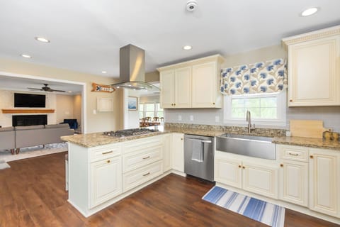 Open kitchen with a window view to the lake