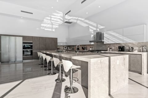 Sleek, chef's kitchen.