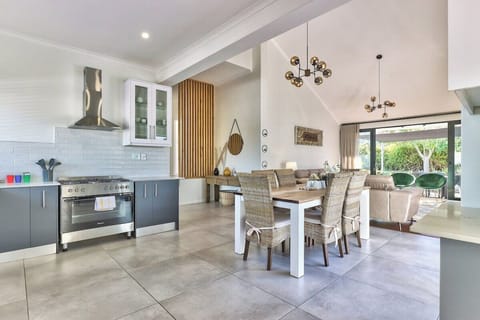 Open plan view from the kitchen and dining area