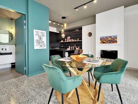 Dining area leading to the living room area