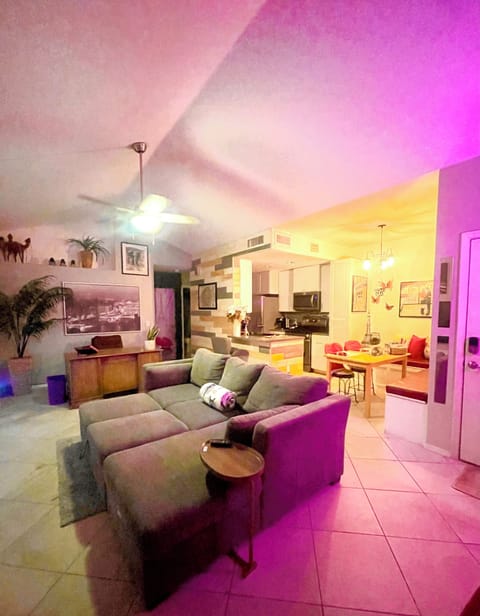 Open living space, with large sofa
