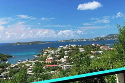 Your view overlooks Cruz Bay with the islands of St James and St Thomas in the distance