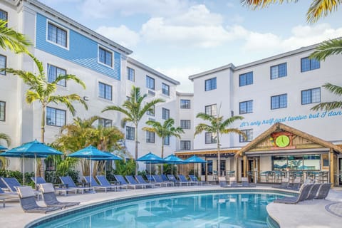 Outdoor pool and sun loungers