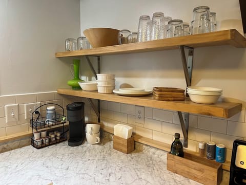 Your fully stocked coffee bar awaits.