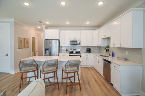Guests can relax at the kitchen island in these stylish barstools.