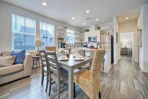 Dining table features four chairs and bench seating. (Bluegrass Breeze)