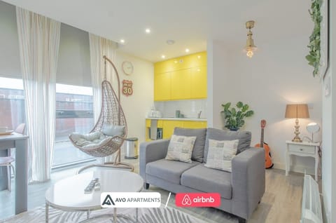 Kitchen & Lounge at Avo Apartments Short Lets & Serviced Accommodation