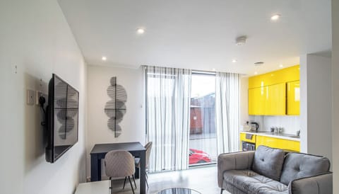 Lounge, Kitchen & Dining at Avo Apartments Short Lets & Serviced Accommodation