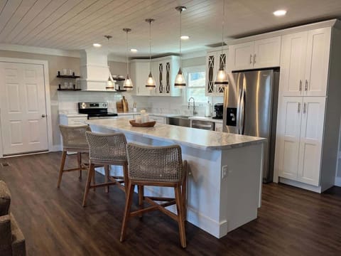 This newly remodeled kitchen fully stocked with everything you need to cook your own meals.
