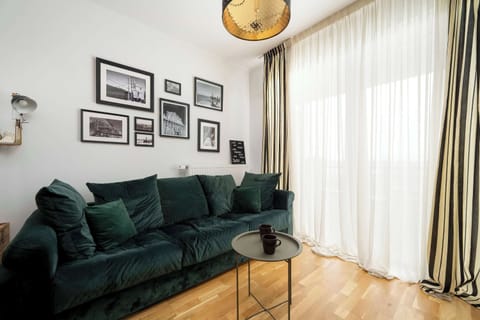 Relax in the stylish living room with a comfortable sofa and modern decor.