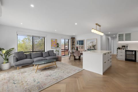 Open plan kitchen living and dining with smart TV and WIFI