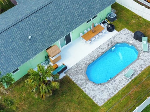 Exterior aerial backyard view