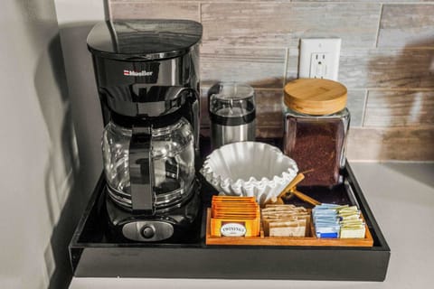 Coffee and Tea Station stocked with Starter Round of Coffee, Tea, Creamer and Sweetner