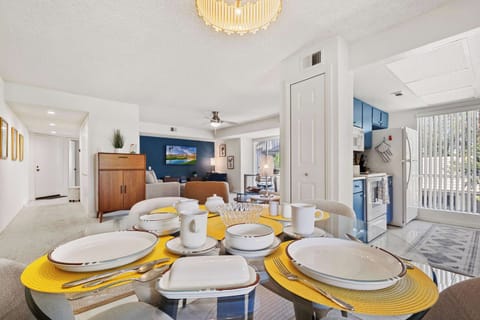 Open dining, living, and kitchen area