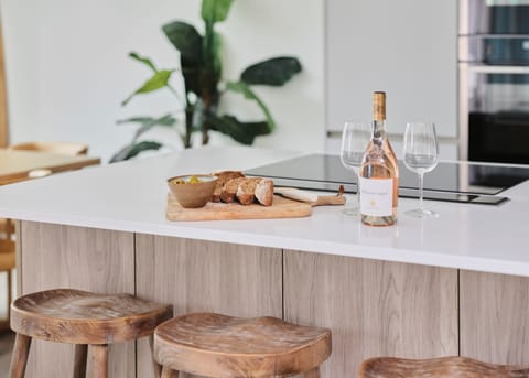 Kitchen island with bar stools