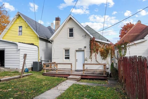 A minimalist walkway guides you to this beautiful home.
