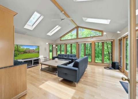 Comfortable family room with sofa and TV