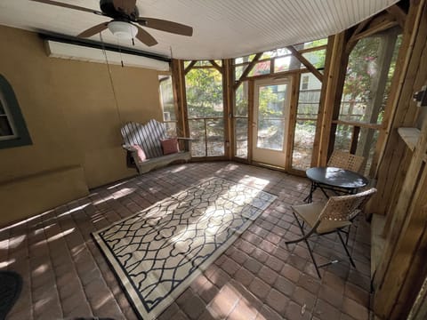 Private patio with swing
