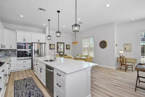 Cook comfortably in the fully stocked full kitchen with all the essentials - from pots/pans, baking sheets, cutting boards, blender, and more!