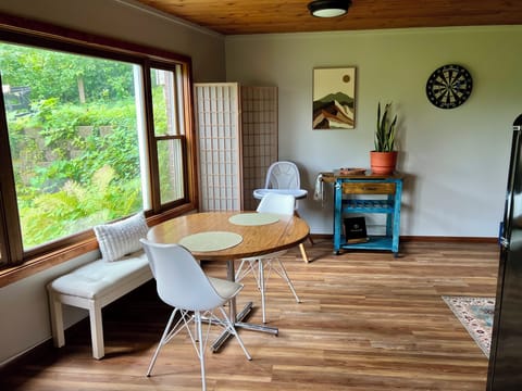 Dining room seats 4. With high hair available