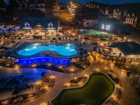 Serene night time view of the waterpark.