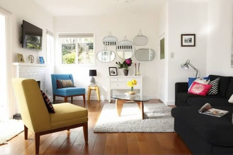 Open plan lounge with playful decor