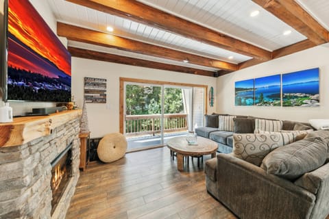 Fabulous Living Room with glass slider to deck
