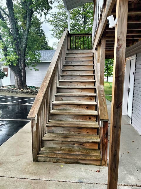 Stairs to access upper level rooms.
