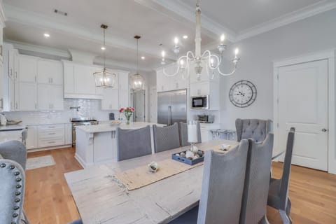 Gather around the spacious dining table with seating for eight.