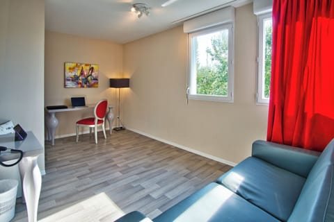 Lounge comfortably after exploring, with space to work nearby.