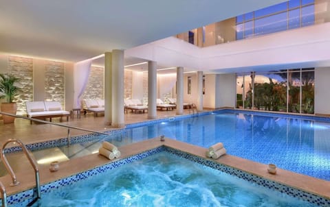 Soak in the serene indoor pool and bubbling hydrotherapy corner.