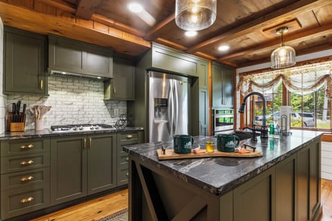 Fully stocked kitchen.
 