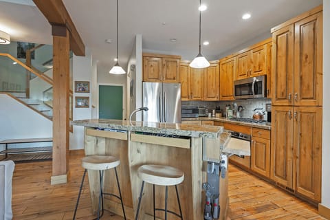 functional kitchen in the center of the house