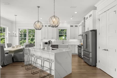 Second floor open space kitchen & dining.