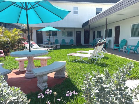 Cute Courtyard with loungers, tables & a grill