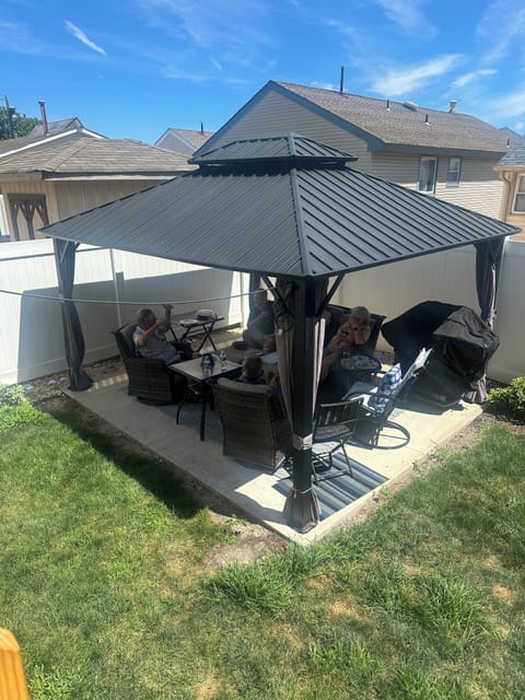 Outside Gazebo with Ceiling Fans and Lights.  Fun times with friends and family

