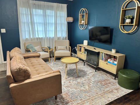 Enjoy evenings by the fireplace with a book, game, or streaming entertainment.