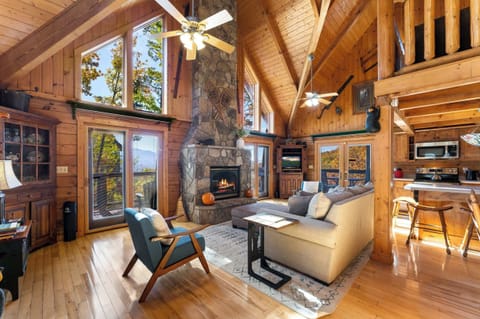 Grand open area connects the living room and kitchen