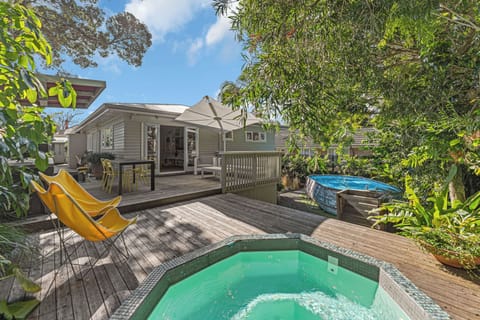 Wooden deck with spa pool