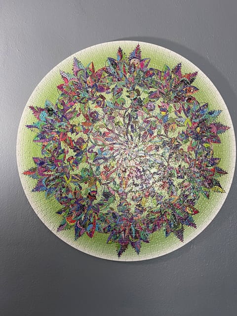 Our home is decorated largely  with puzzles and you can puzzle while here.