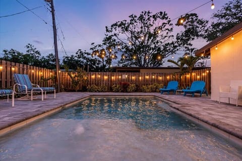 Enjoy sunset swims under the twinkling patio lights.