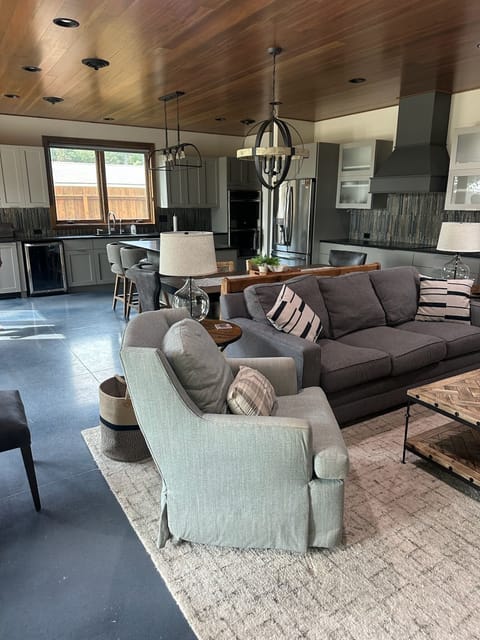 Main level living room and kitchen/dining area